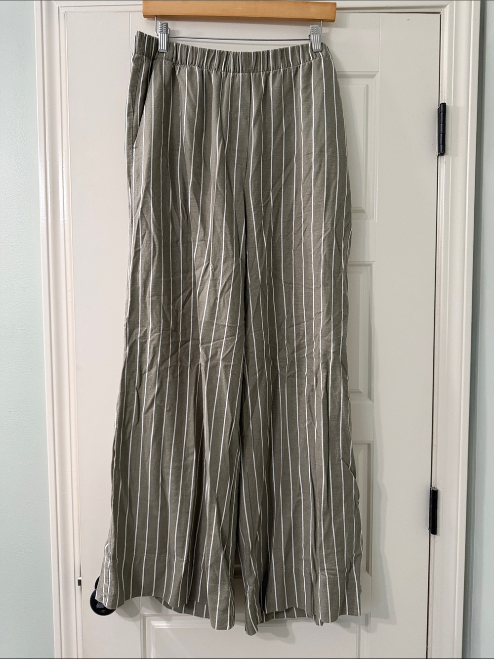 H&M Striped Linen Wide-Leg Pants